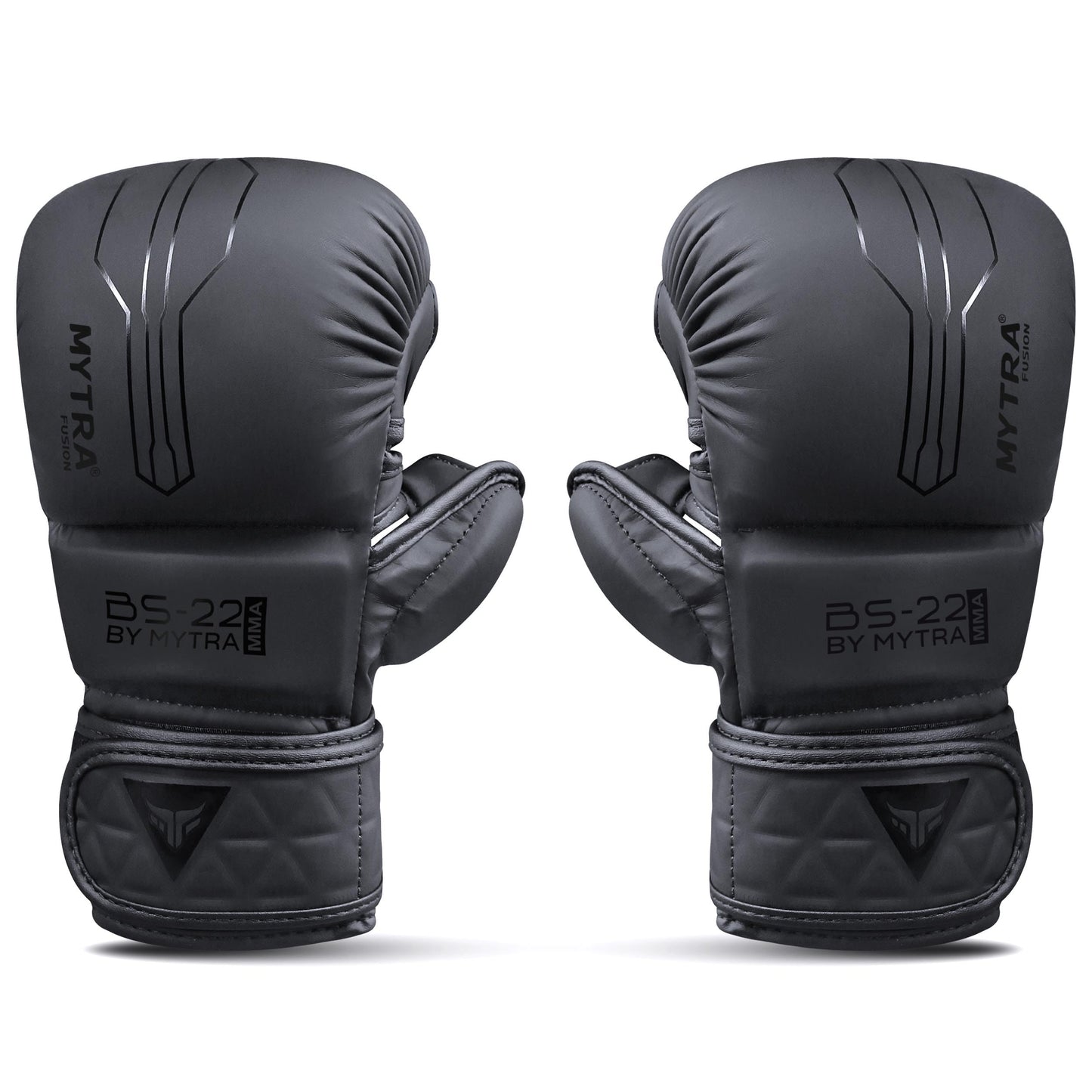 Mytra Fusion MMA Gloves 7 oz Grappling Gloves Open Palm MMA Training Gloves Punching Sparring Gloves Wrist Support Martial Arts, Cage Fighting Gloves (Black, L/XL)