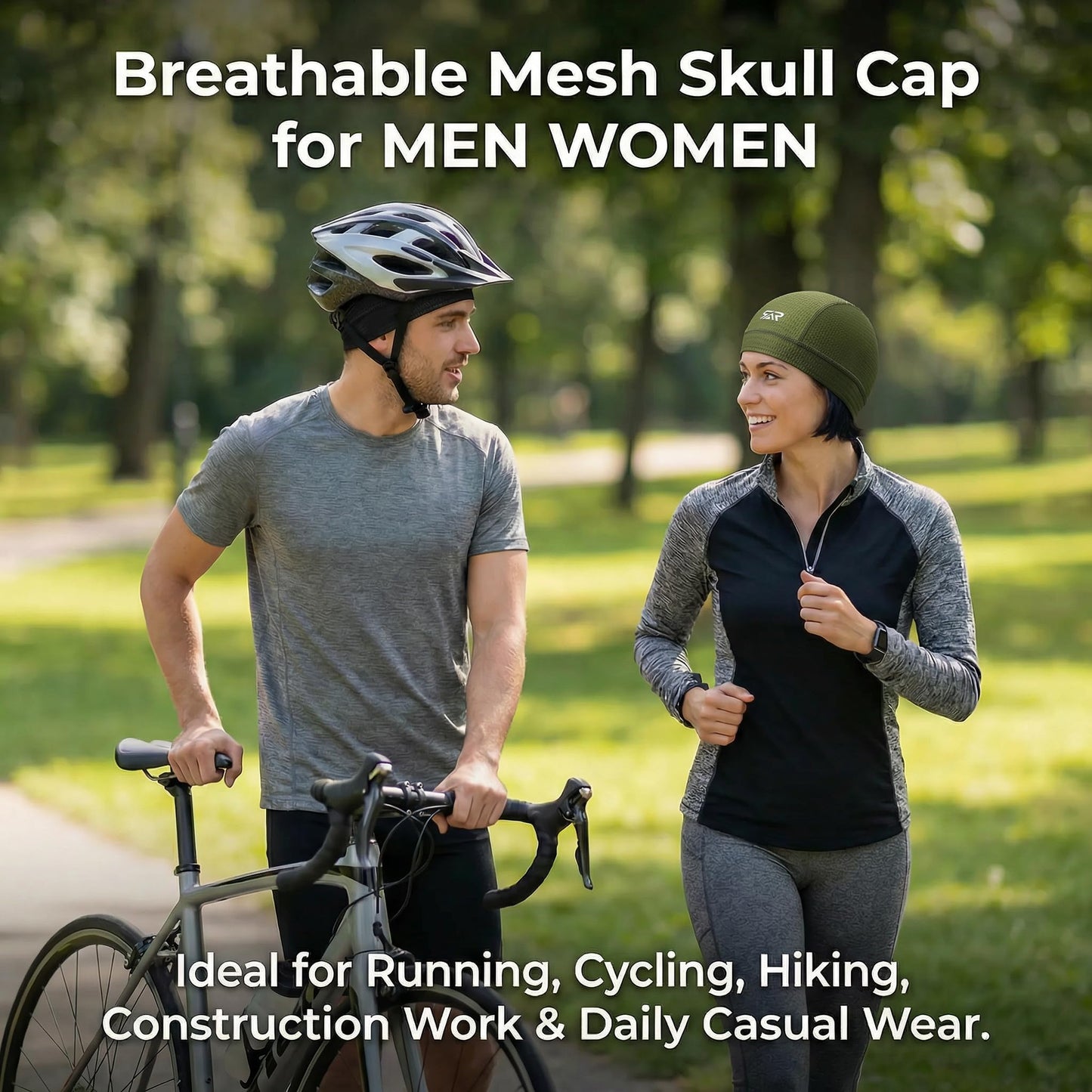 AUSFLUG 2-Pack Cooling Skull Cap for Men Women - Breathable Mesh Quick Dry Helmet Liner for Cycling Motorcycle Running Sports