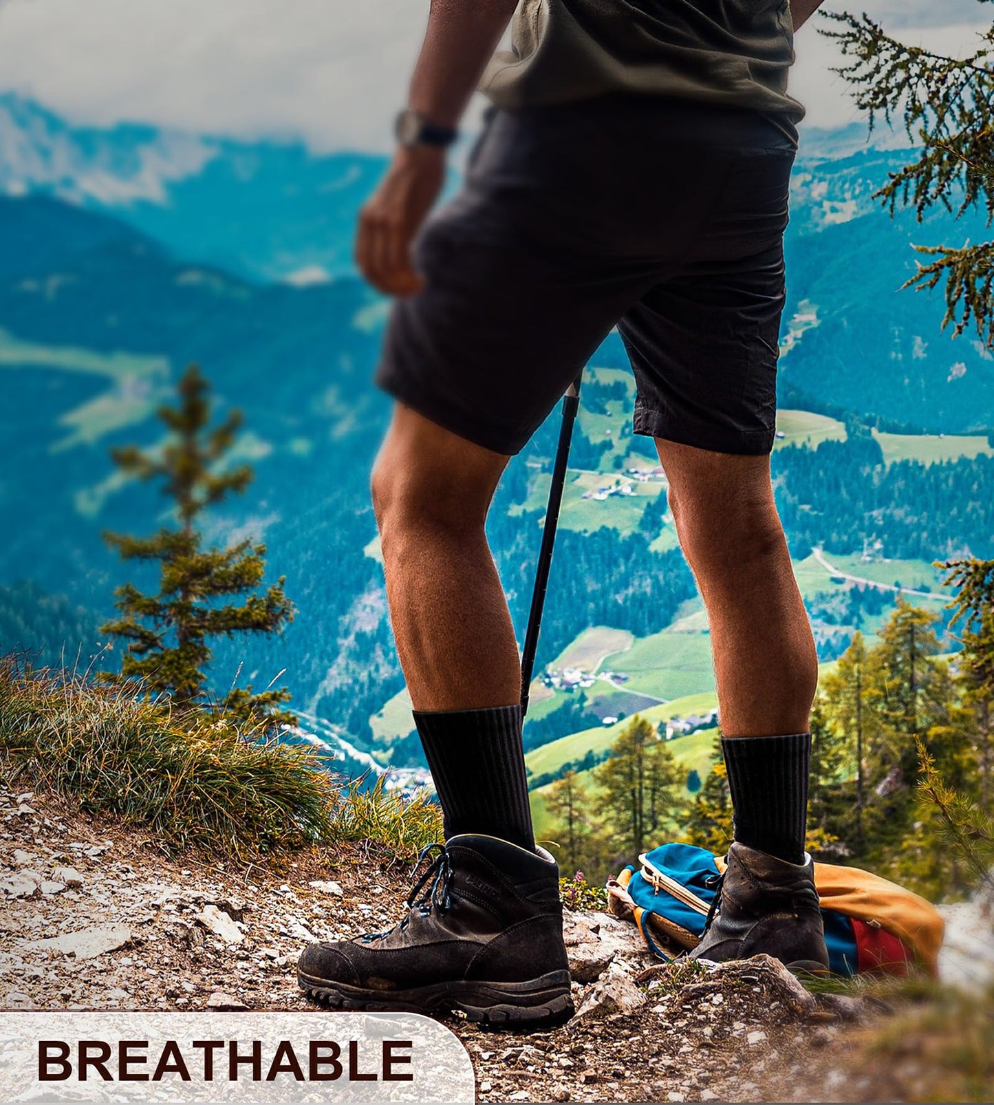 BULLIANT Compression Socks for Men 6Pairs, Athletic Crew Socks Cushioned For Men Sports Running-Arch Support(6Pairs,Shoes Size:Men 11-13)
