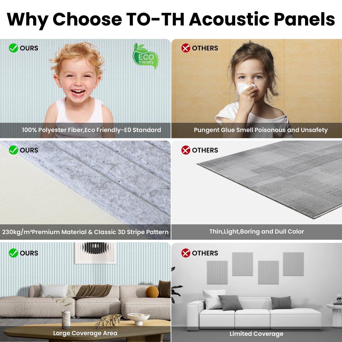 5 Pack Acoustic Panels, 47.2 x 23.6 x 0.35 Inch Sound Proof Panels for Walls, Premium Wall Sound Absorbing Panels, Decorative Sound Dampening Panels for Media Room, Office and Studio,Silver Gray