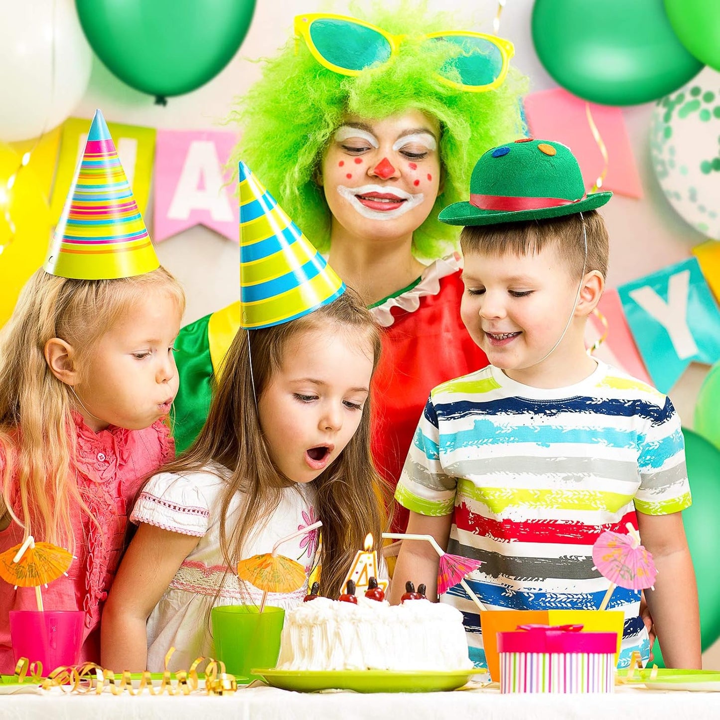 Sumind 48 Pcs Green Balloons - 12 Inch White & Green Confetti Latex for Jungle Safari Party Decor