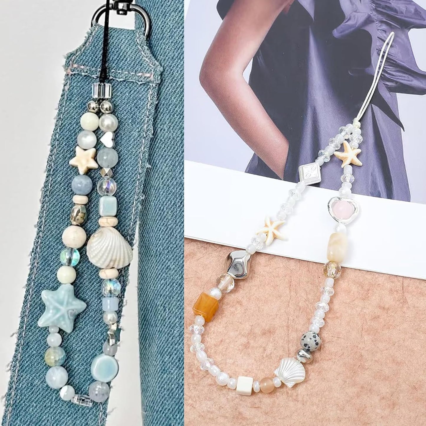 2 16 Pcs Phone Charm Strap Universal Hand Phone Wrist Strap Camera Lanyard Pearl Beaded Cute Chain String Accessories