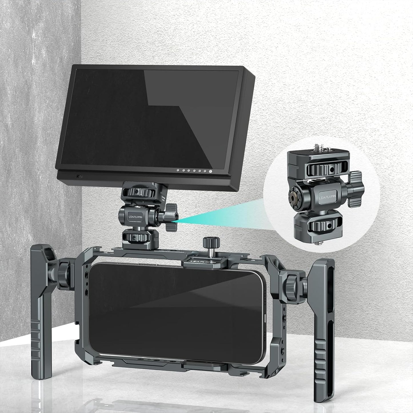 Leaplumin Holder,1/4" 5" 7" 360 &180 Field Monitor Mount Monitor Screw for & Field Monitor Mount Support Swivel Tilt