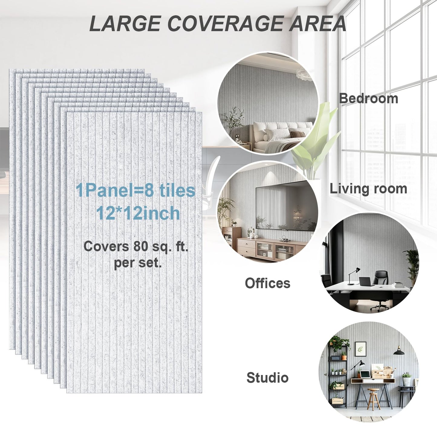 10 Pack Large Acoustic Panels, 48 x 24 Inch High Density Soundproof Panel for Walls, Self-Adhesive Sound Proof Panels for Recording Studio, Home, Office, Theater(Grey)