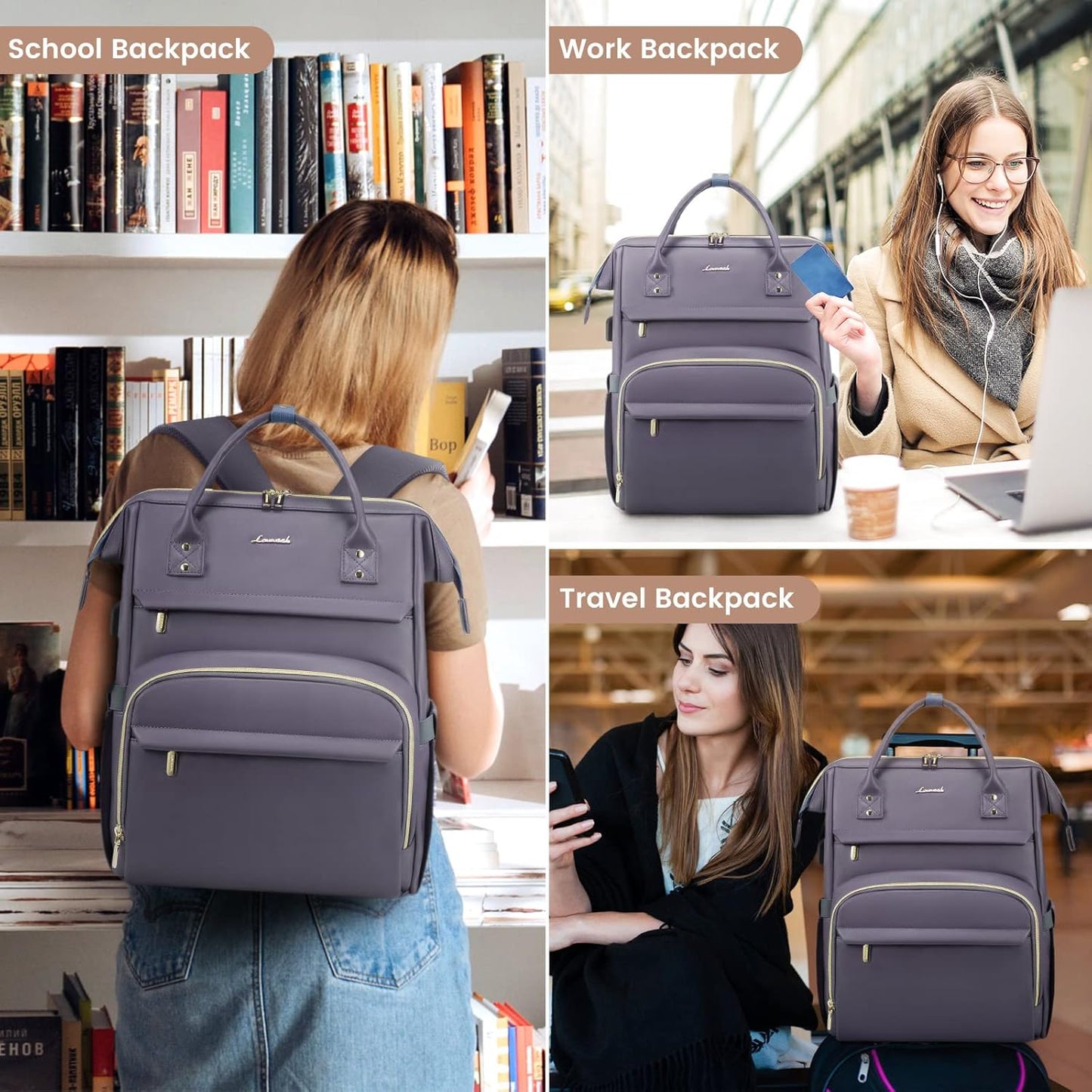 Backpack 15.6 inch,Travel Backpack Backpack Backpack LOVEVOOK Leather Laptop for Women Purse Nurse Teacher Computer