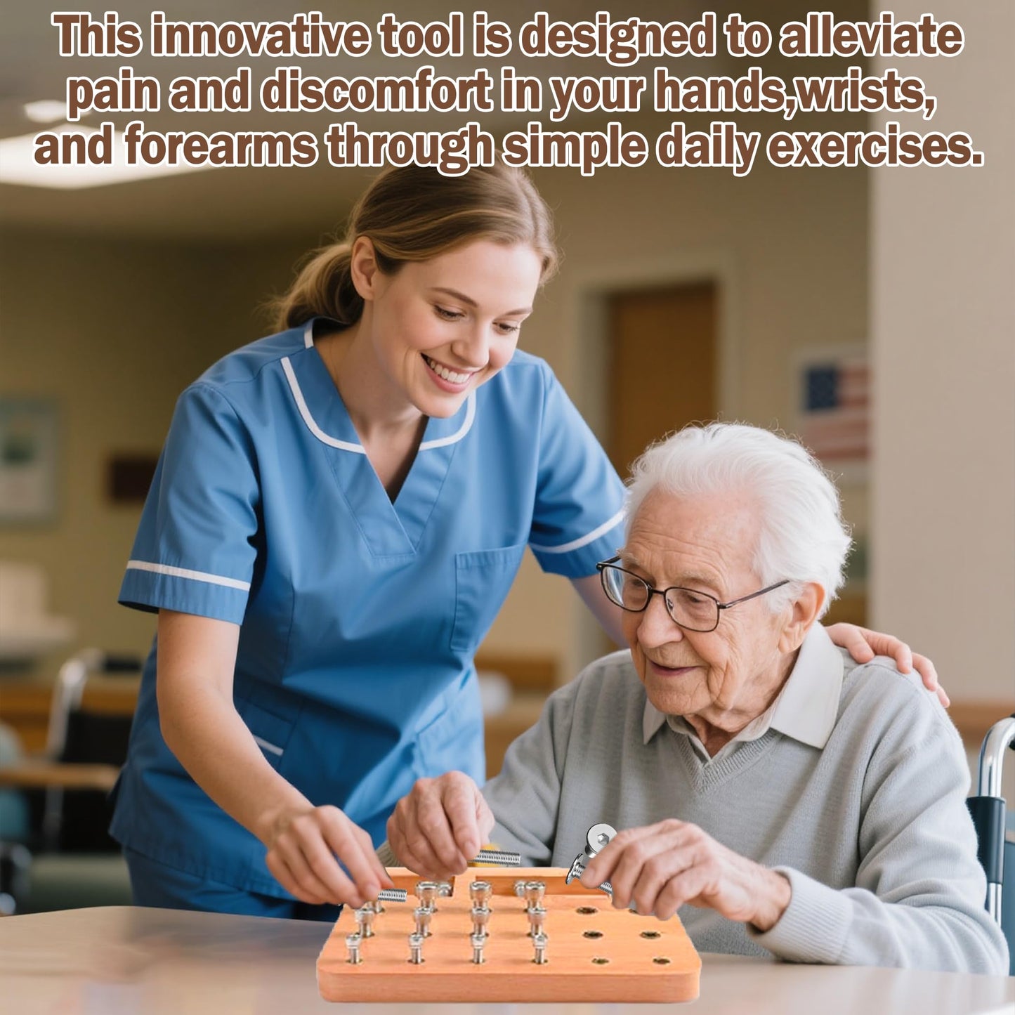 DICYWUDI Wooden Pegboard for Finger Dexterity, Finger Strength Trainer for Hand Grip Strengthener Targeted Strength, Relief & Recovery– for Men, Women, and Seniors