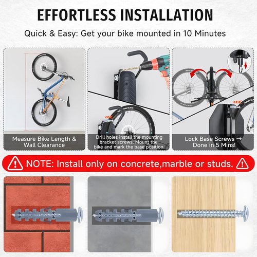 BYHUME Bike Rack | Space-Saving Vertical Wall Mount with 150° Swivel - Holds Up to 66lbs, Easy Install, 2 Pack