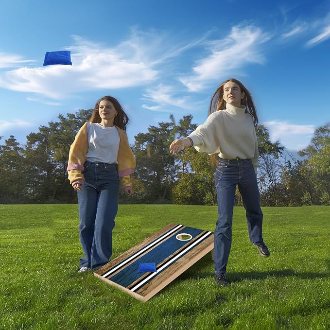 Cornhole Boards Set - Regulation Size 4x2/3x2ft Solid Wood Corn Hole Game Set with 8 Bean Bags and 2 Cornhole Boards - Perfect for Outdoor Game