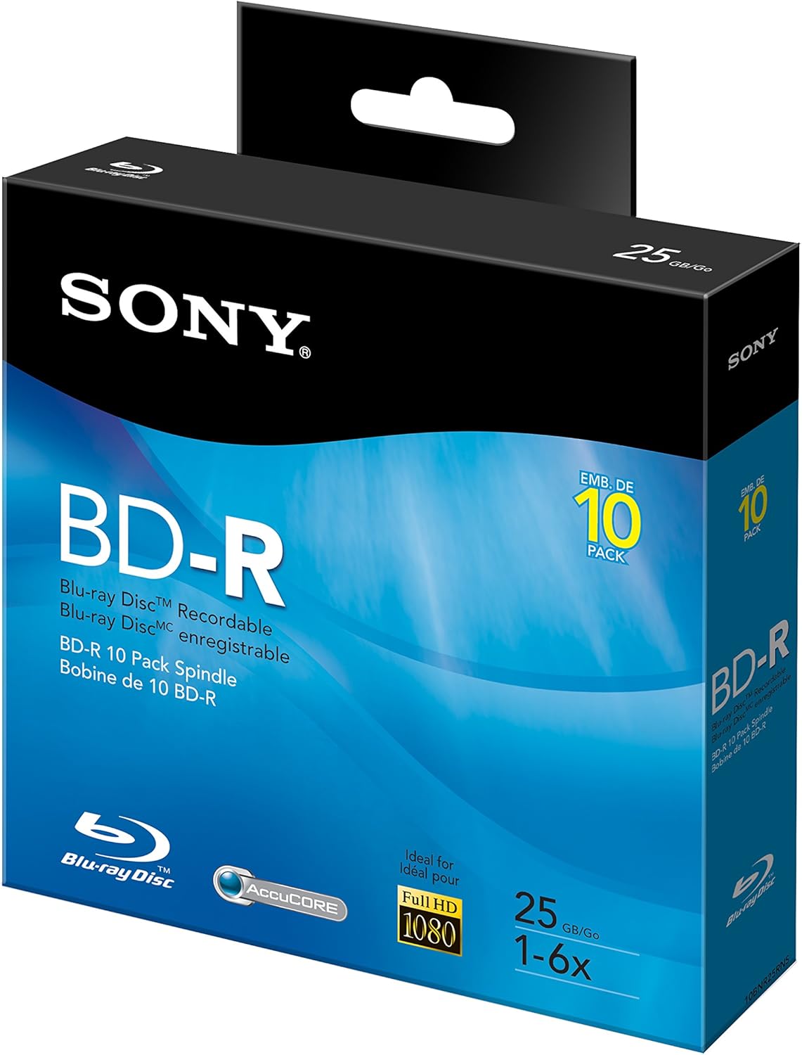 Sony 10BNR25RNS 6x 25GB 10 Pack Recordable Blu-Ray Disc - Spindle