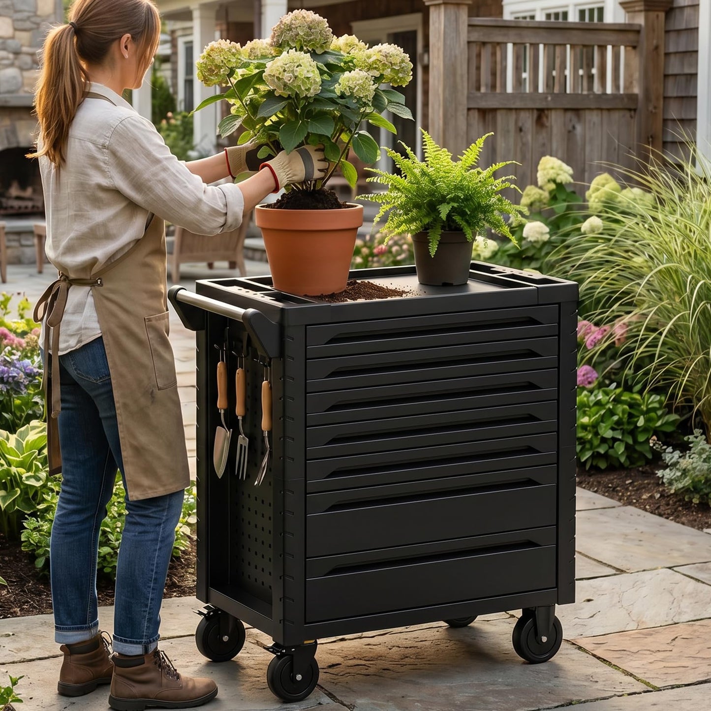 Griplier 7-Drawer Rolling Tool Chest,34.2W x 18.1D x 37.4H inches,Tool Storage Cabinet with Brake Wheels,Lock & Key for Garage, Warehouse,Repair Shop,Workshop