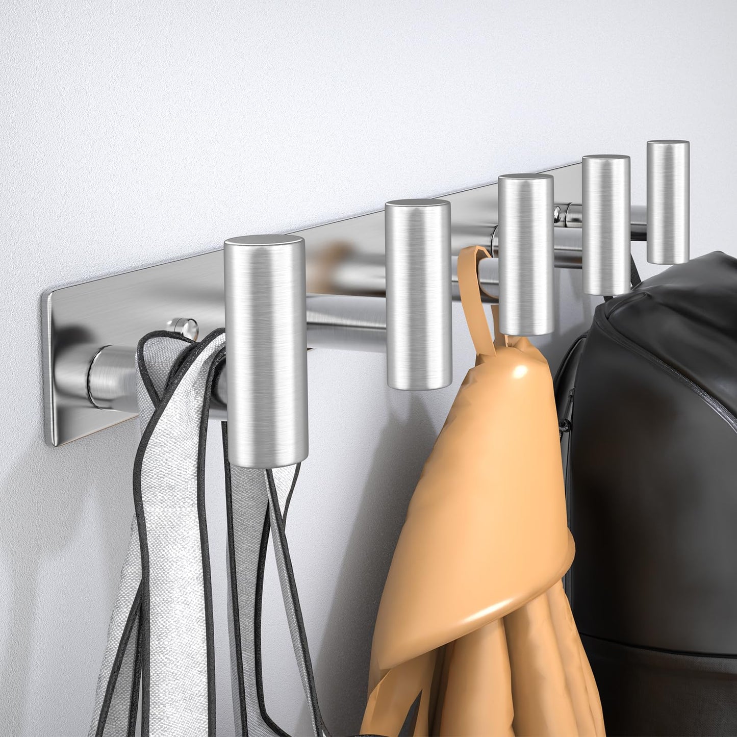 VINHOLD Wall Mounted Coat Rack-5 Hooks, Heavy Duty Stainless Steel Wall Hooks for Towel Coat Bag, Hat Rack Coat Hanger Coat Hooks Towel Racks for Bathroom Entryway Kitchen Hotel (Silvery, 1 Pack)