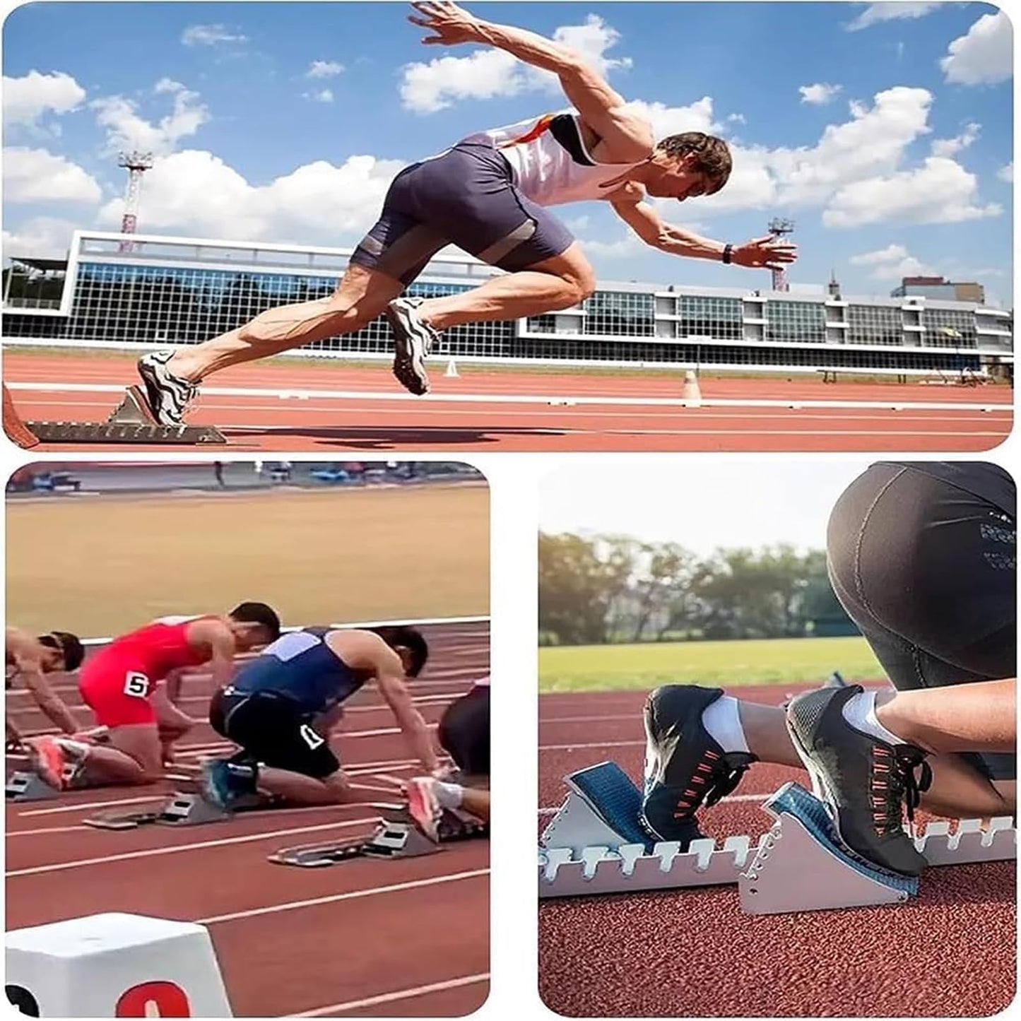 HYUIO 25in Starting Blocks, Track and Field Multi Function Track Blocks for Sprinting 6 Angle Adjustable Aluminum Track Starting Blocks for Athletics Plastic Runway Cinder Track