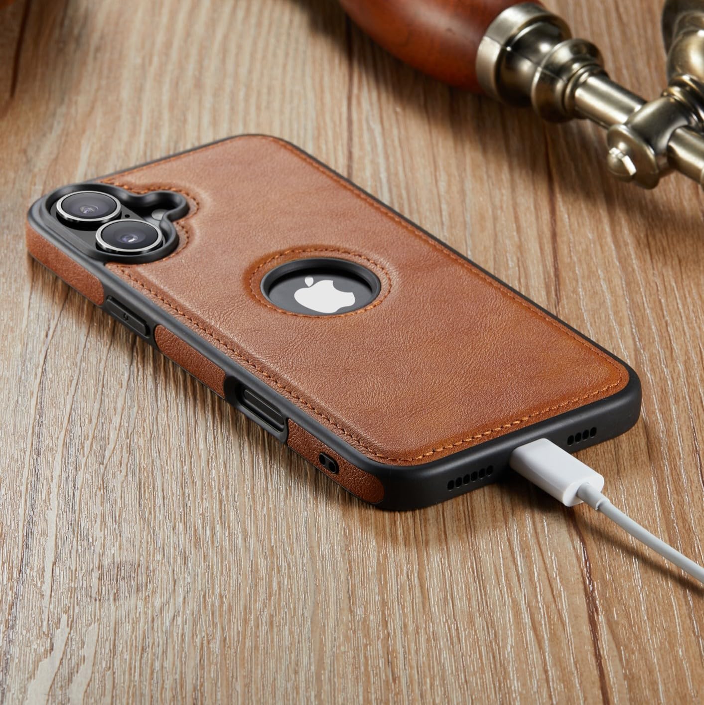 C Casus 17, 6.3 (2025) Casus Magnetic Leather Case for iPhone MagSafe Compatible, Business Classic Style, Shockproof