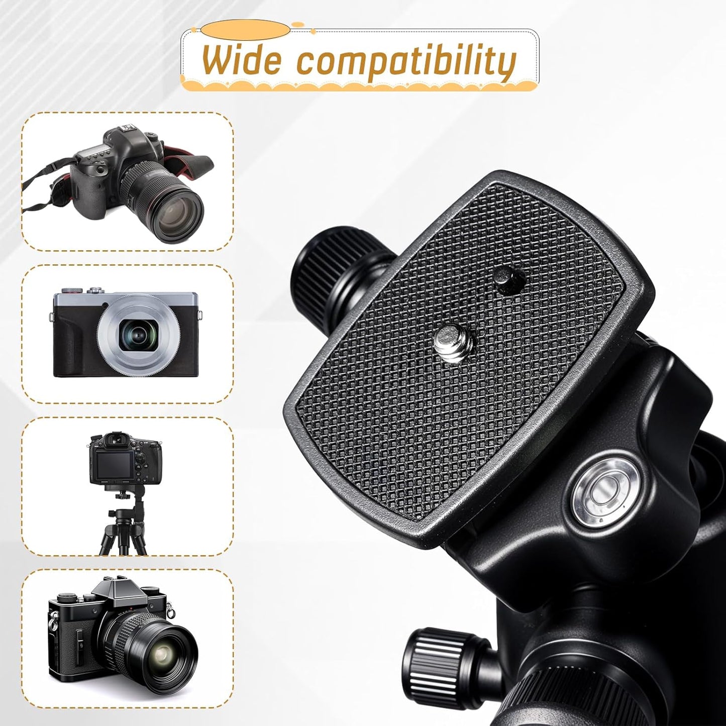 Josojoou 3PCS 43x43mm Universal Tripod Quick Release Plate, Camera Tripod Mount Adapter with Screws, Camera Tripods