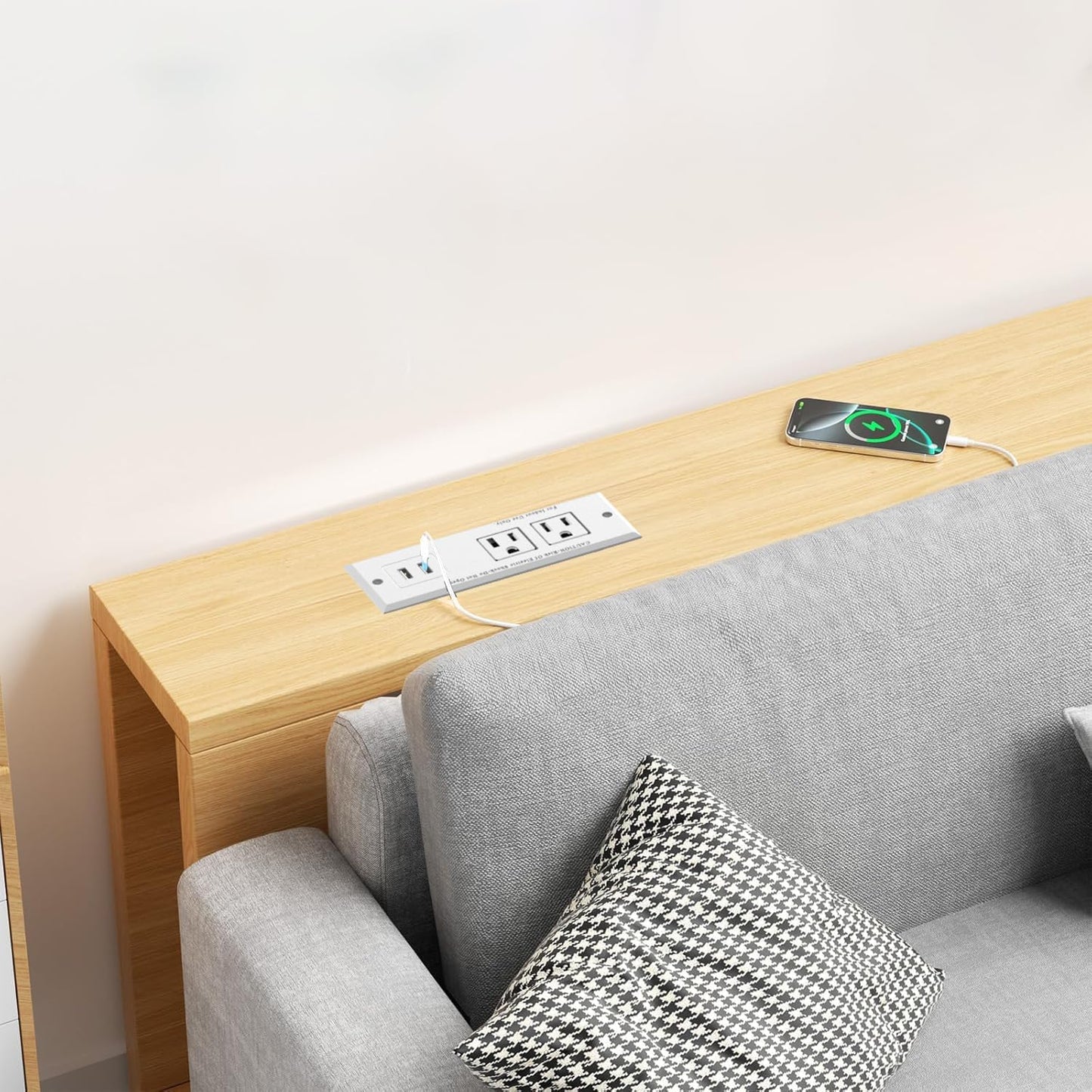 Geao Adapter 1500W Recessed Power Strip Mount Hidden Charging Station with USB Plug Multiple Surge Protector Outlet