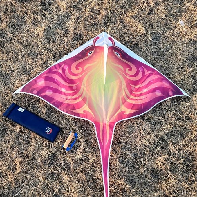 Mint's Colorful Life Devil Fish Kite for Kids and Adults,Easy to Fly Delta Kites Single Line Large, 300ft Kite String Handle Include