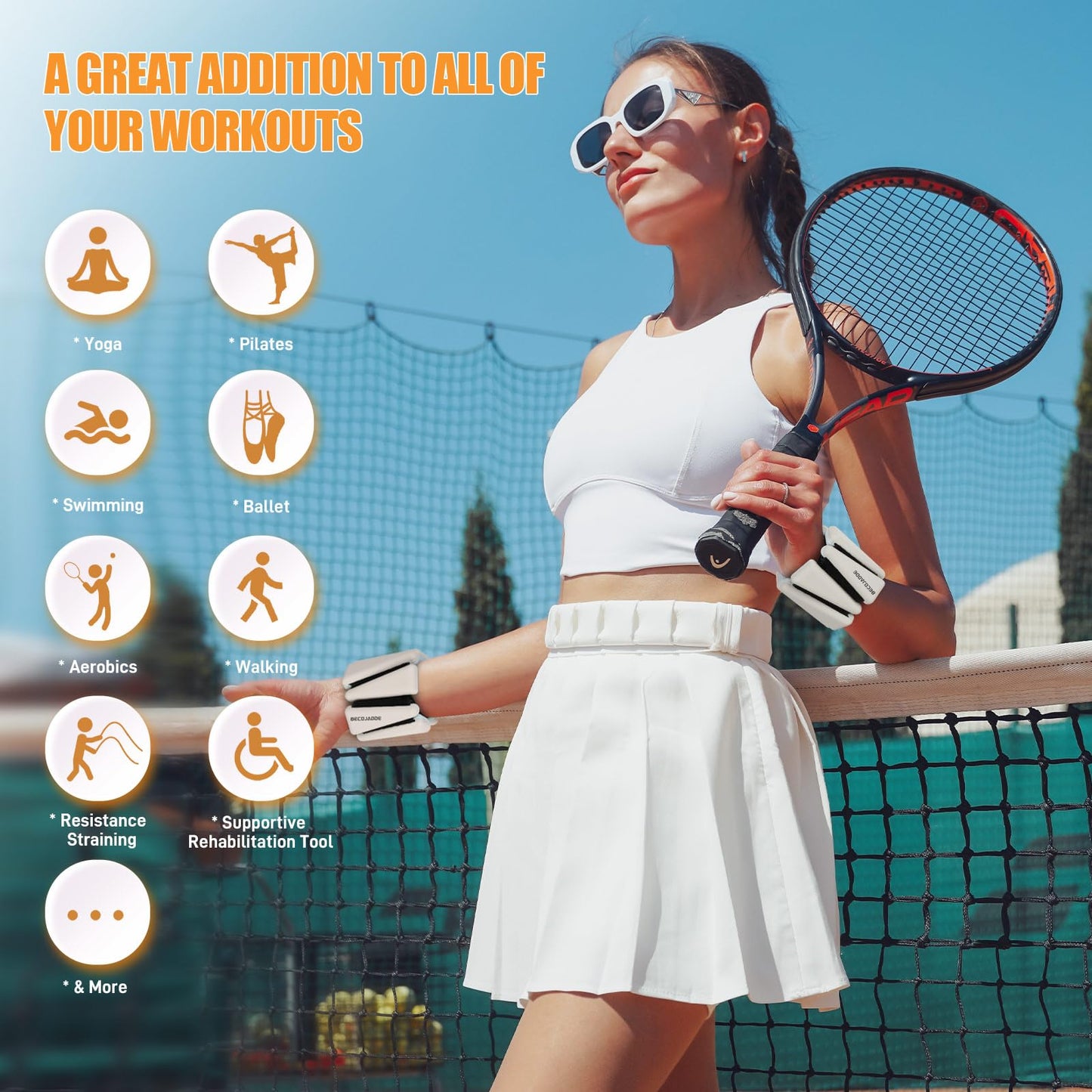 BECOJADDE Ankle Weights Set of 2 (2 lb Each) Adjustable Wrist Weights for Women Men Wearable Arm Leg Weight for Pilates, Running, Walking, Workout, Yoga, Pewter Beige
