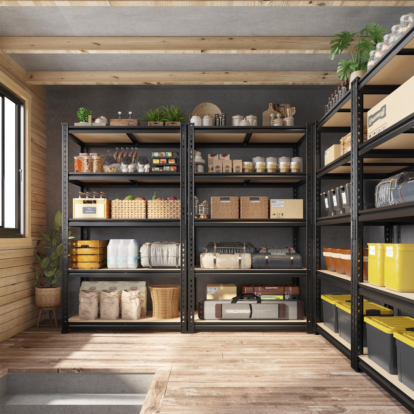 DurayLoly 2010LBS Garage Shelving Unit, Heavy Duty Storage Shelves, Adjustable 5 Tier Utility Metal Shelf for Pantry Kitchen Basement Commercial Use, 11.9" D×27.7" W×60" H, 2 Pack