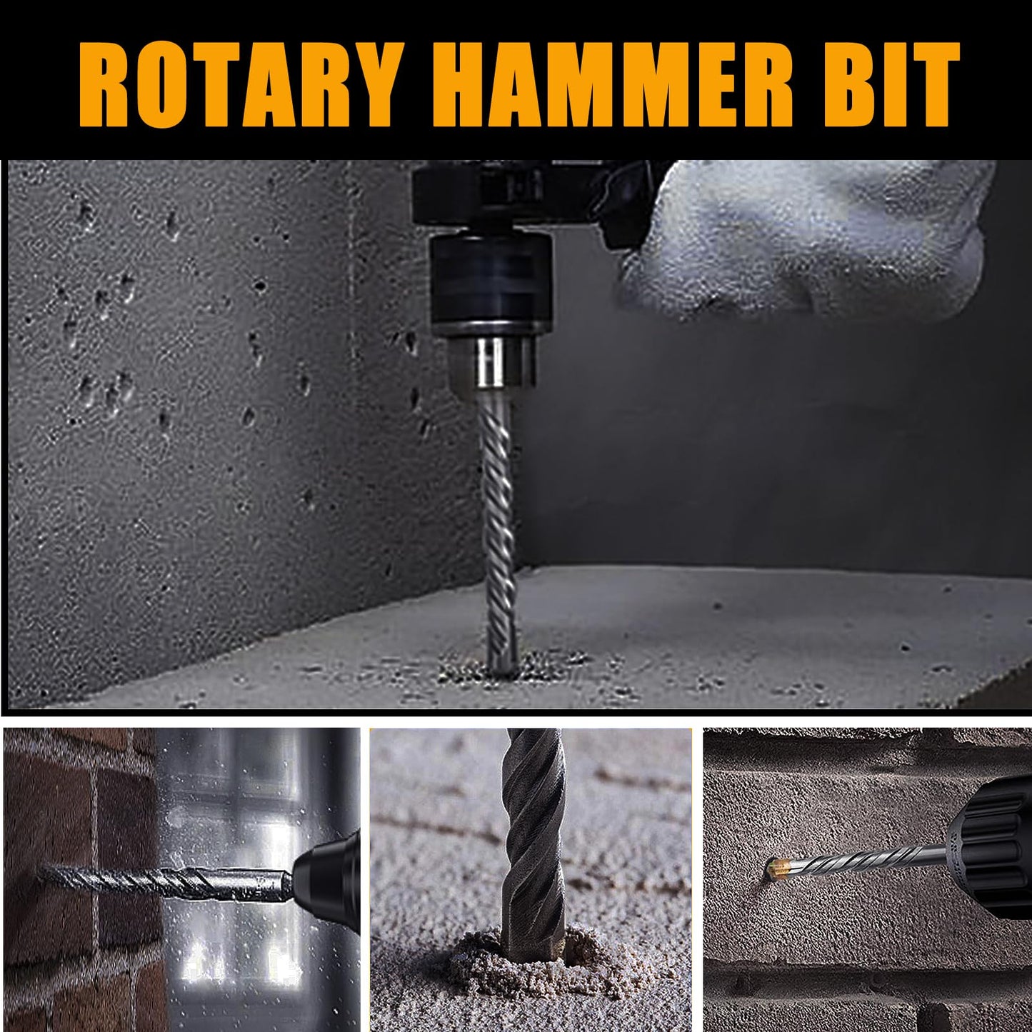 1-1/8 inch X 16 inch SDS Plus Rotary Hammer Drill Bit, Concrete Drill Bit for Concrete, Brick, Cement and Stone, 16 inch Length (16" Length, 1-1/8" Diameter)