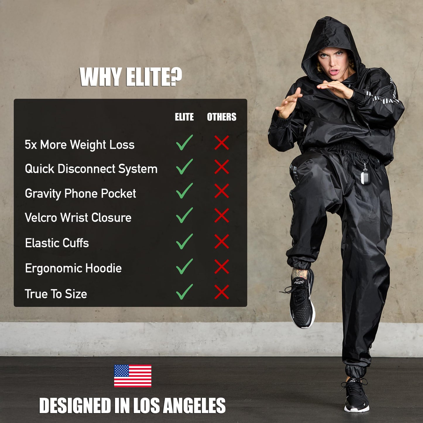 Elite Sports Sauna Suit for Weight Loss Men & Women Boxing MMA Wrestlers Gym Sweat Hoodie Sauna Suits Wrap Full Body Workout (Black, X-Large)