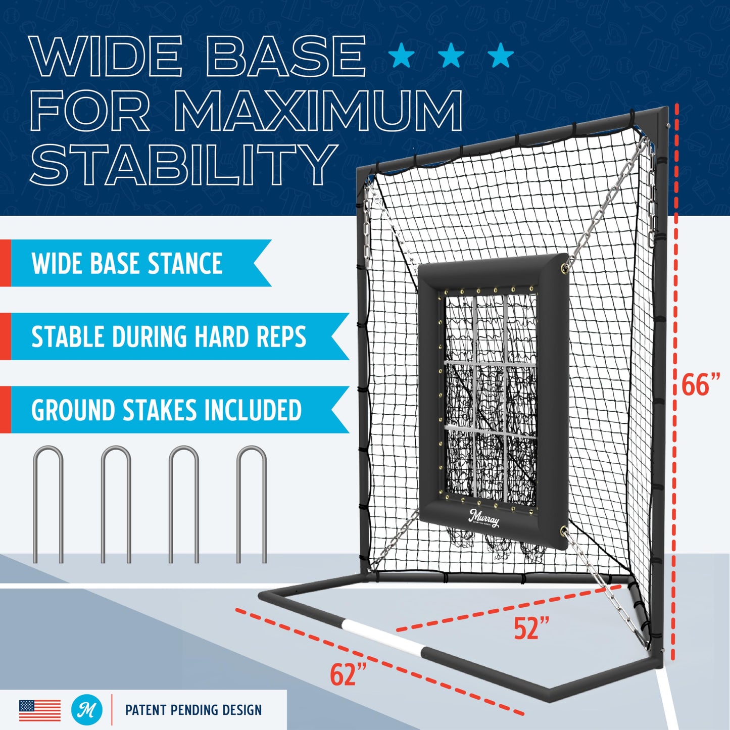 Murray Sporting Goods 9 Hole Pitching Net for Baseball & Softball, Built-in Backstop, Suspended Strike Zone Target, Heavy Duty Steel Frame