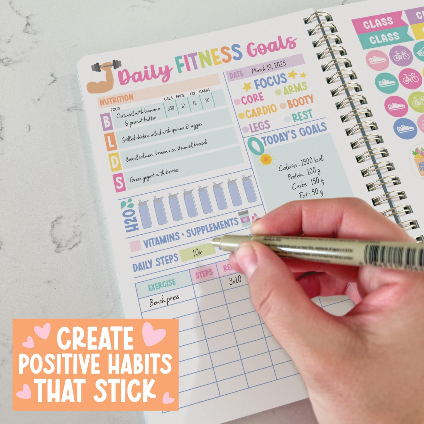 Hadley Designs Fitness Journal for Women - Workout Journal for Women, Fitness Planner for Woman, Workout Log Book, Undated Gym Journals & Exercise Journals, Health Notebook, Graduation 2026 Gifts