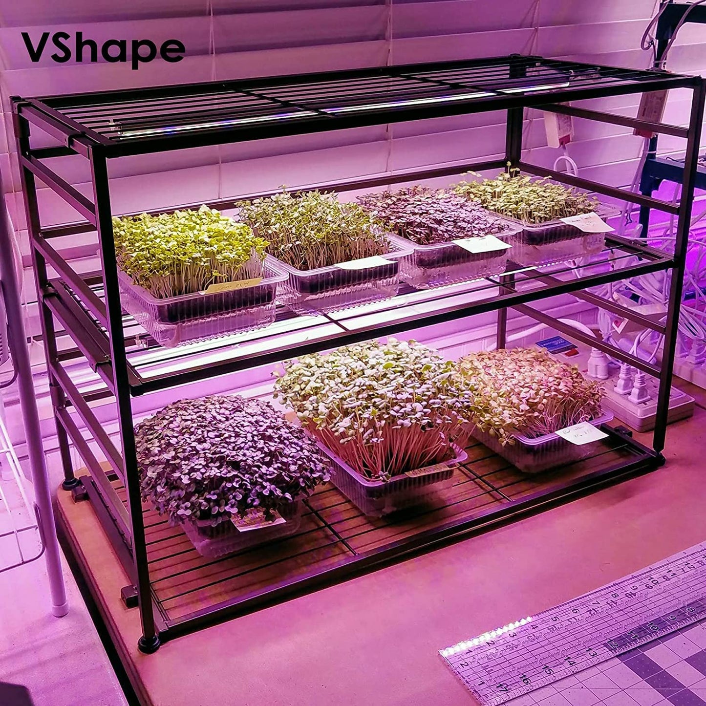 VShape 8 Pack LED Grow Light 4FT, Upgrade 336W(8×42W) High Intensity Full Spectrum Indoor Grow Lights with High PPFD Value, T8 Grow Lights for Indoor Plants, Seed Starting, Succulent, Vegetables