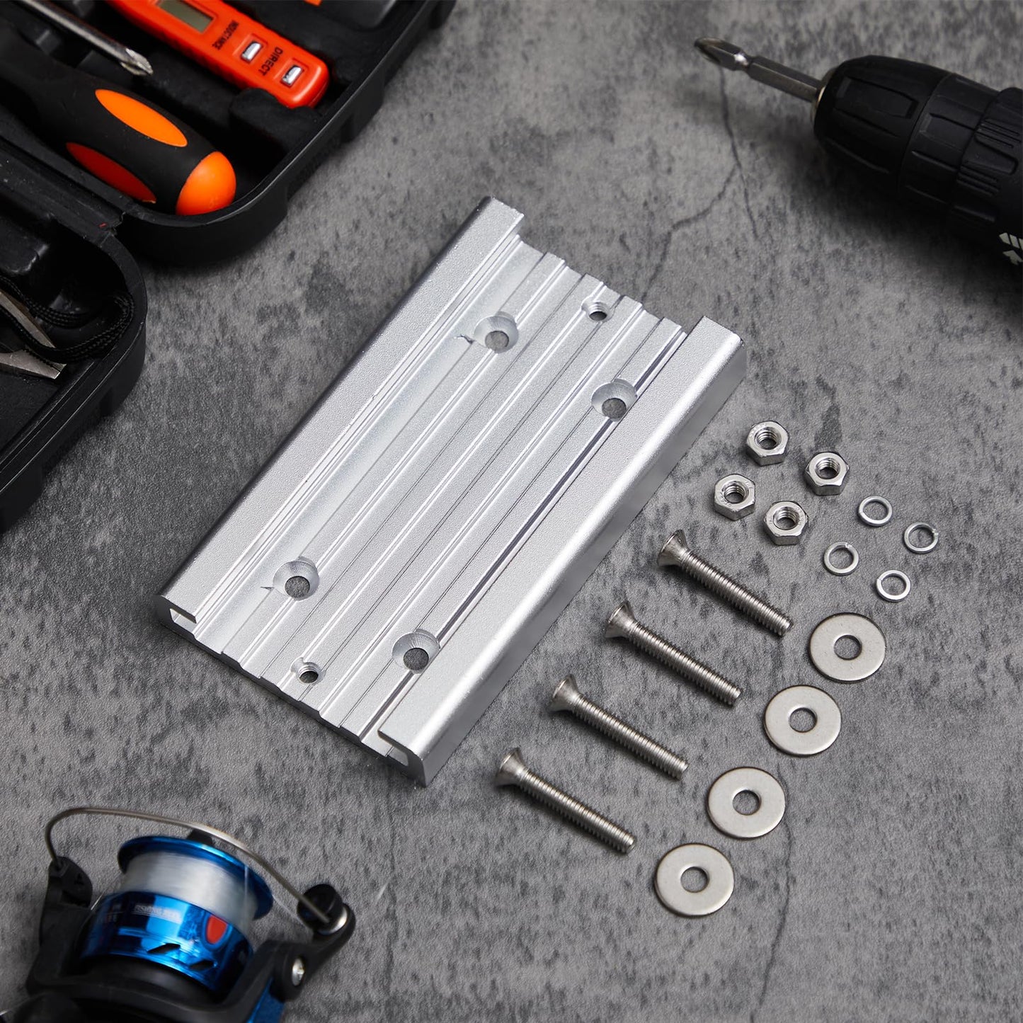 Frienda 1 Pcs 6 x 3.5 in Aluminum Mounting Track System for Boat Accessories, Fishing Systems Mounting Tracks for Rod Holders, Aluanodized Aircraft Grademinum