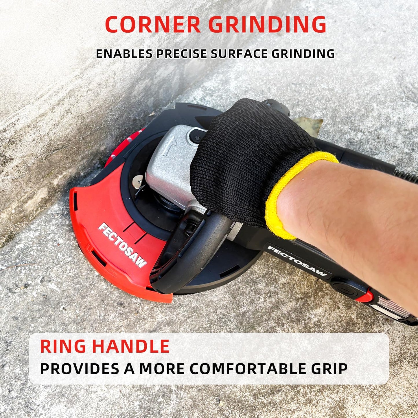 FECTOSAW 7-Inch Concrete Grinder,1580W (2.1 HP) Constant Power Motor, Variable Speed Electric Floor Polisher with Dust Shroud & Diamond Grinding Wheel for Concrete, Wall & Surface Grinding