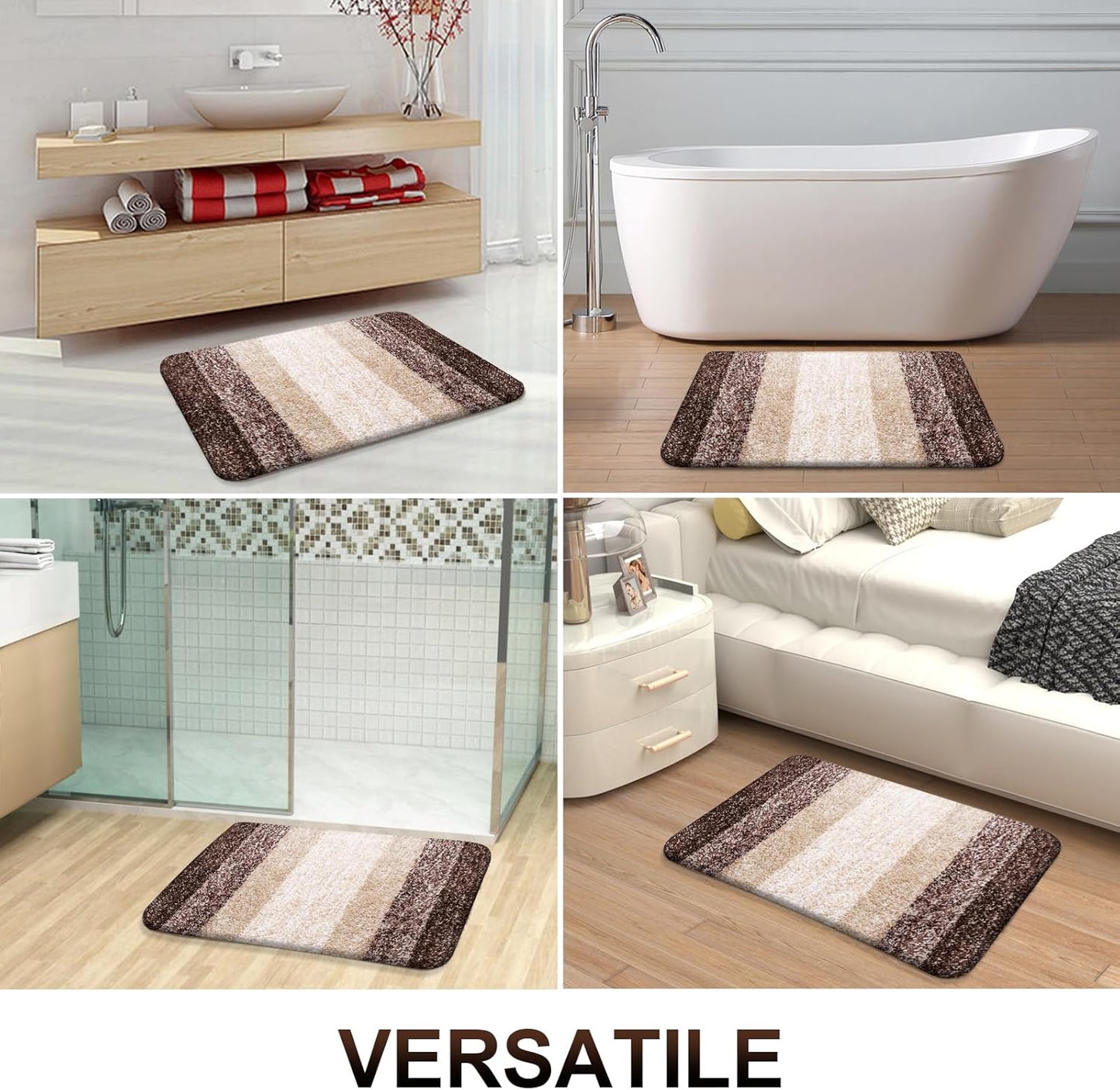 OLANLY Large Bathroom Rugs - Extra Soft Microfiber Mat 44x32 | Quick Dry & Machine Washable, Brown