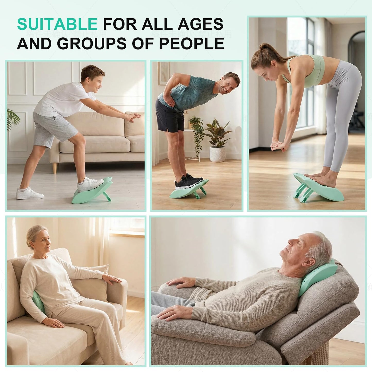 NuuGym Calf Stretch Board & Back Stretcher – Adjustable Slant Board,Lumbar Pillow,and Foot Rest 4-in-1 for Deep Muscle Relief,Post-Workout Recovery and Injury Prevention