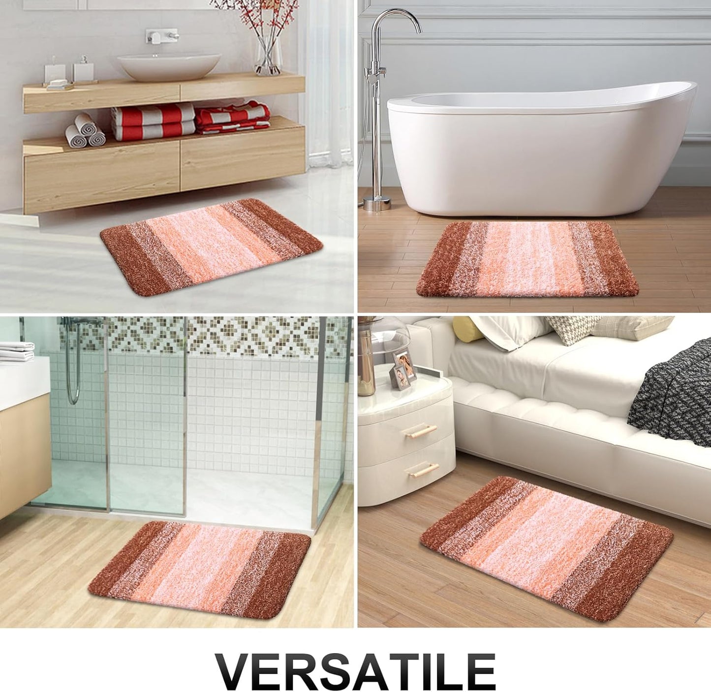 OLANLY Large Bath Rug Mat - Extra Soft Microfiber | Quick-Dry, Machine Washable | 40x24, Orange