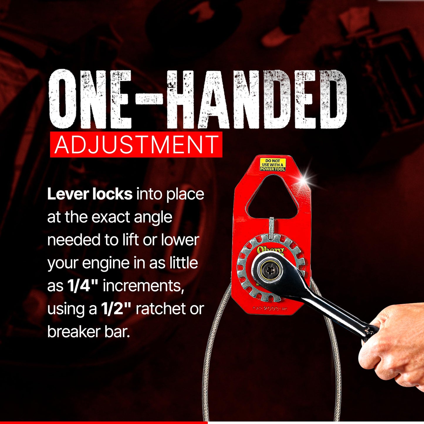 Oberg Tilt Lift Engine Leveler | Original Chainless Hoist Sling for Engine & Transmission Swaps | 1 Ton (2,000 lb) Capacity, 45Β° Tilt, One-Hand Ratchet Control, 3:1 Safety Factor