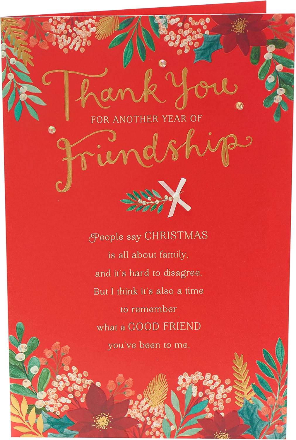 UK Greetings Friendship Christmas Card - Heartfelt Holiday Wishes - Multi-Color Design