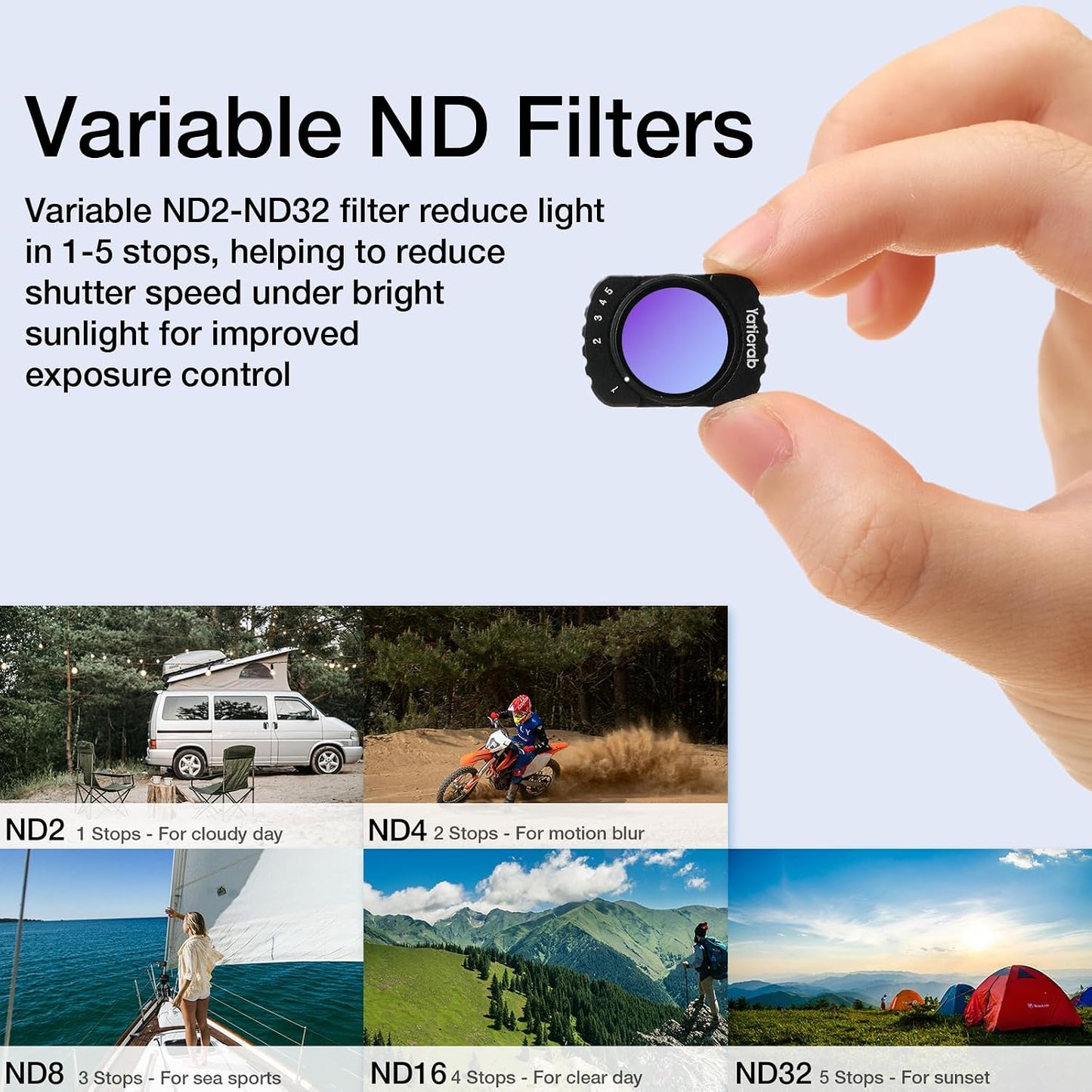 Yaticrab ND2-32 3 5-Stop Magnetic Variable & CPL Filters for DJI Osmo Pocket Accessories, Adjustable ND +