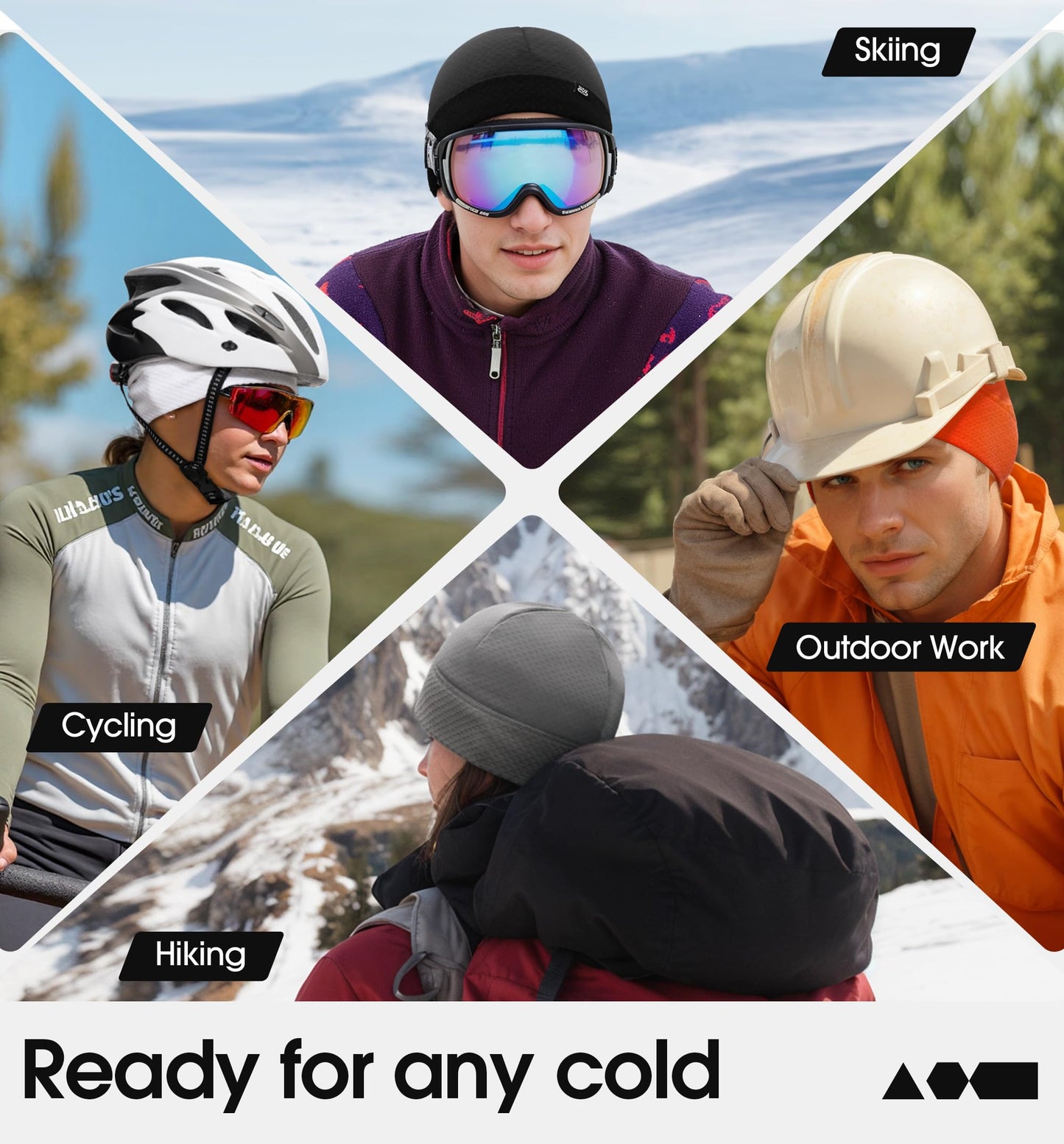 THINDUST Winter Thermal Skull Cap for Men Women - Warm Breathable Running Cycling Skiing Outdoor Helmet Liner Beanie Black