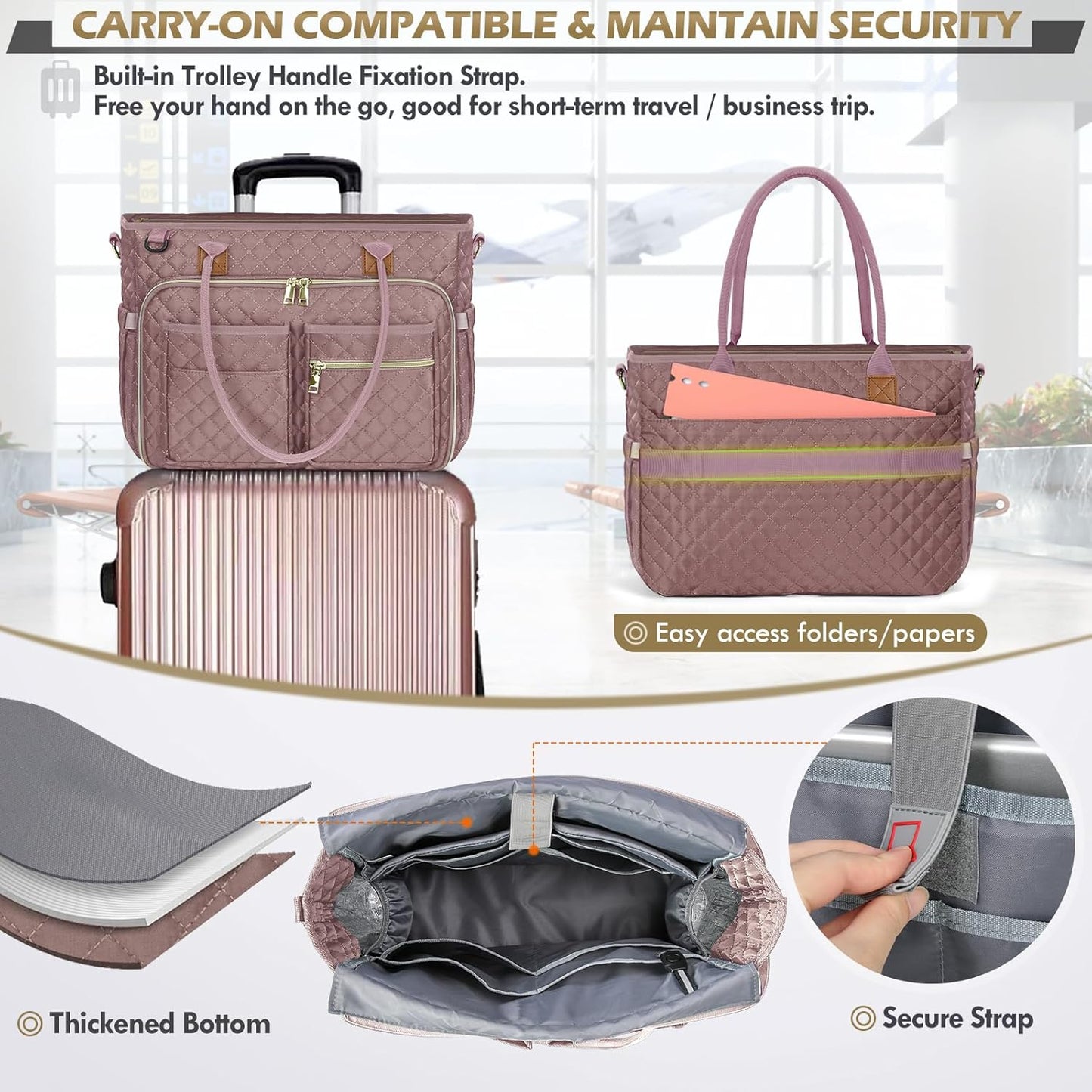 RAINSMORE 15.6 inch Teacher Tote Bag Laptop Bag for Women Work Bags Laptop Tote Nurse Bag Professional Computer