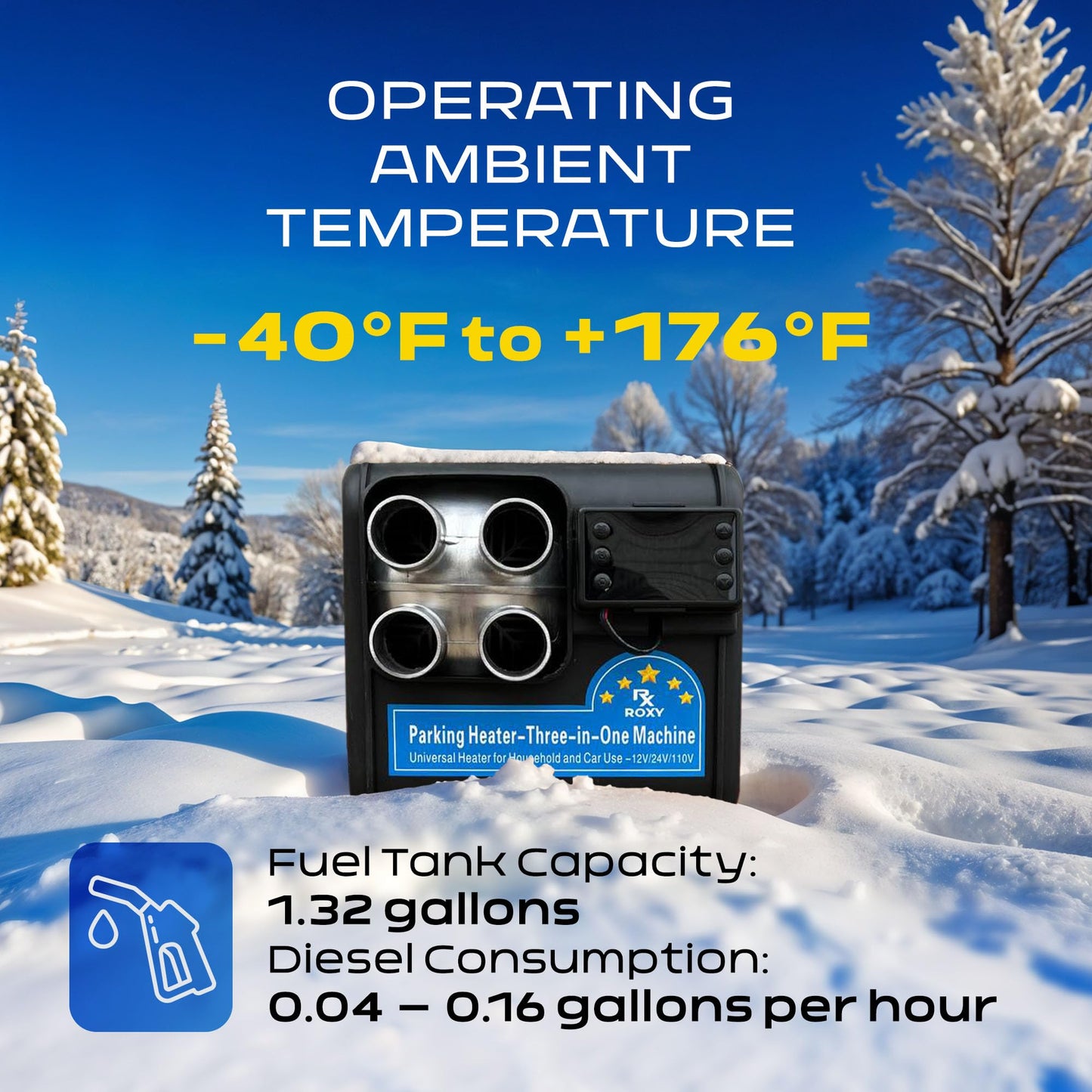 8000W All-in-One Diesel Air Heater 110V/12V/24V Portable Quiet Parking Heater with 5L Tank | Compact Forced-Air Heating for Car RV Truck Camper Tent Garage | LCD Control | Blue