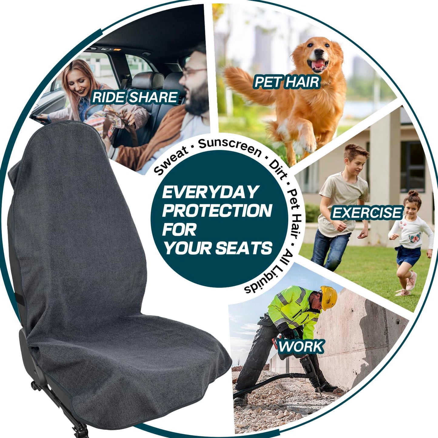 Waterproof Car Seat Protector for Chevy Tahoe, GMC Yukon, Cadillac Escalade, Suburban,Sweat-Absorbent Non-Slip Universal Seat Cover for Running, Gym, Swimming,Machine Washable for Cars, Trucks, SUVs