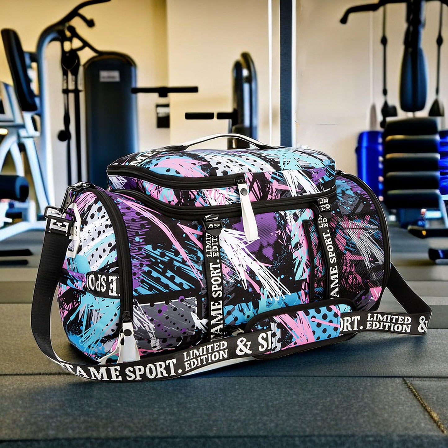 Gym Duffle Bag Backpack with Shoe Compartment,4 ways Travel Backpack for Women and Men,Multi-Functional Weekender bag with Waterproof Layer&Laptop Compartment for Fitness, Travel,Camping(Multicolor)