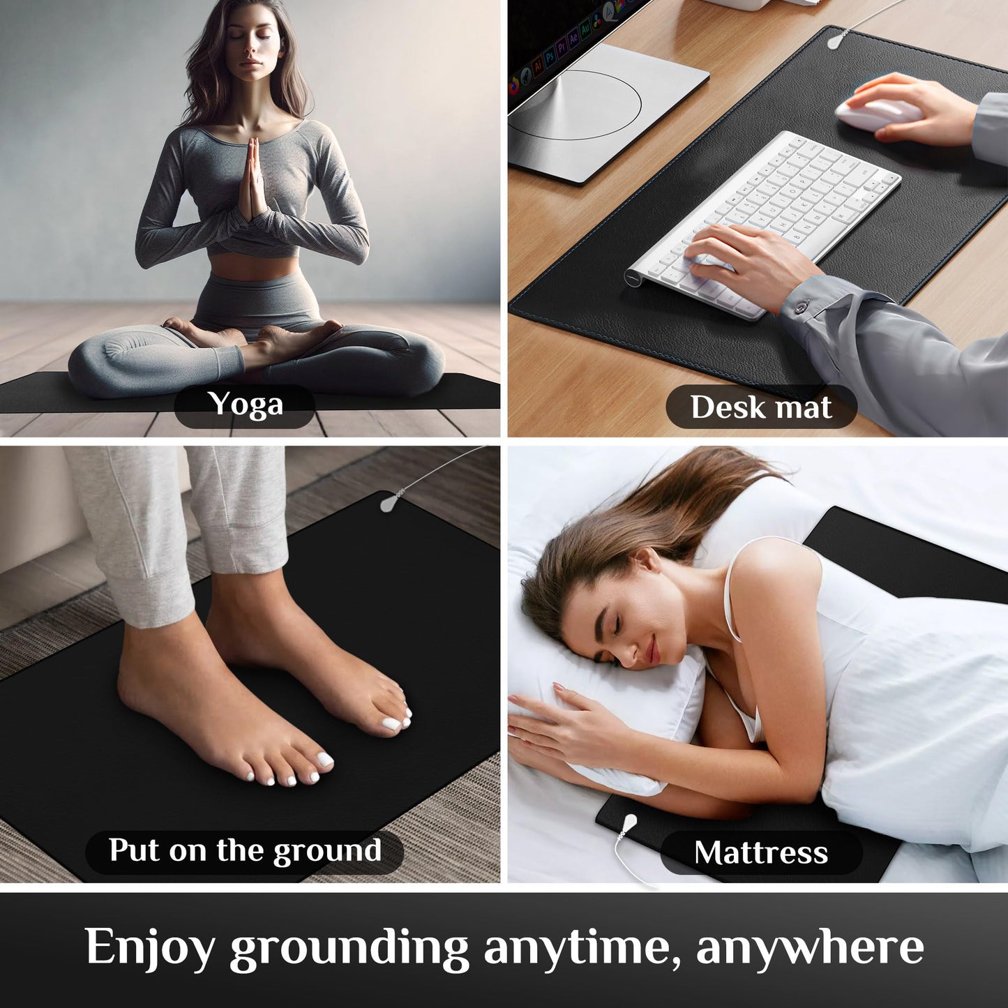 Grounding Mat for Sleep, Energy, Pain Relief, Inflammation, Balance, Wellness, Earth Connection Therapy for Indoor Grounding at Home, Office, or Work 16"x24"