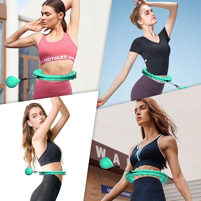 Weighted Hula Infinity Fitness Hoop for Adult Weight Loss, 2 in 1 Smart Fitness Workout Hula Circle Hoops with 28 Links(53 Inch), Exercise Fit Hoop Suitable for Women and Beginners
