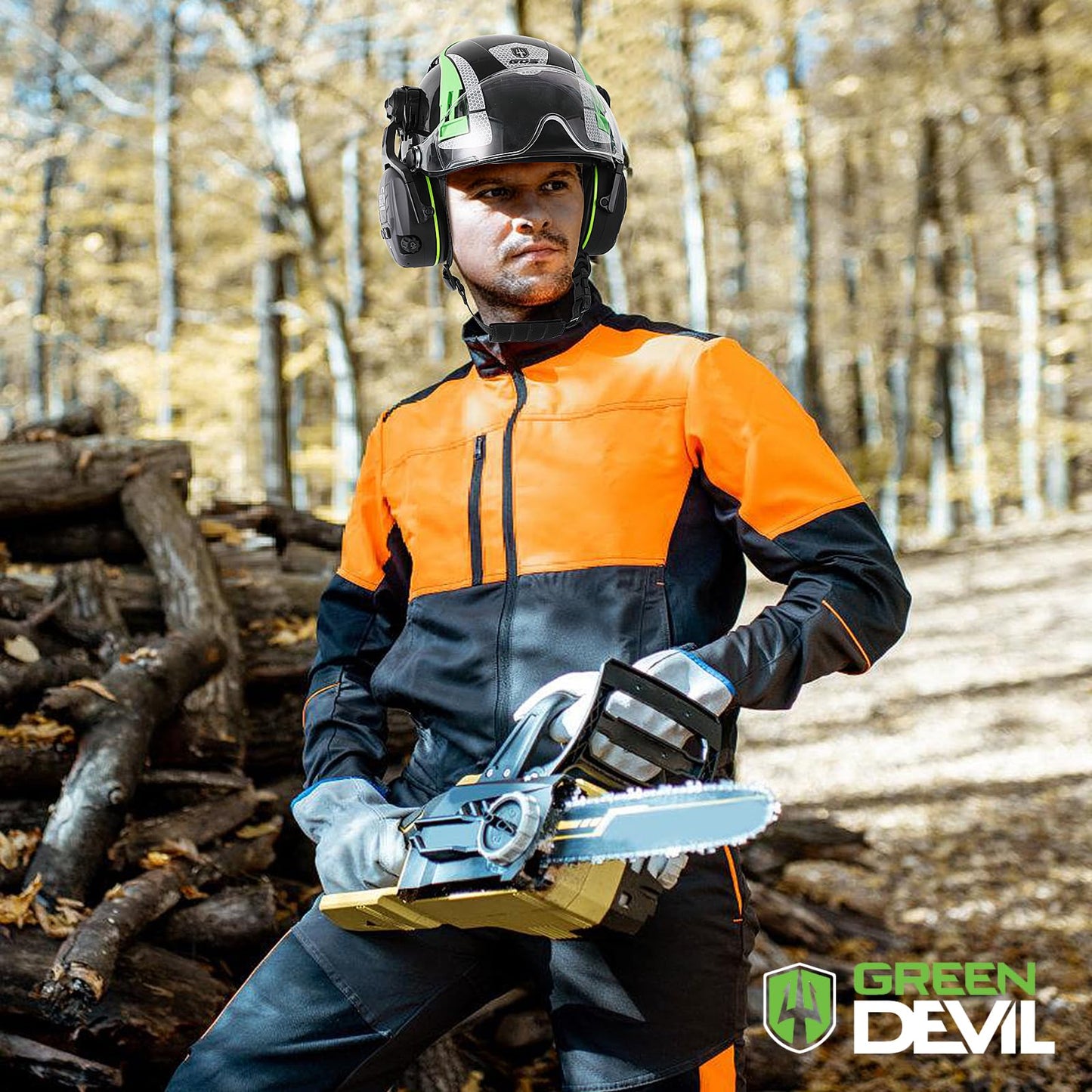 GREEN DEVIL X-Armor Series Hard Hat with Visor and Bluetooth Ear Muffs Vented ABS Work Hardhat for Men Women Cascos De Construccion Safety Helmet Ideal for Industrial & Construction