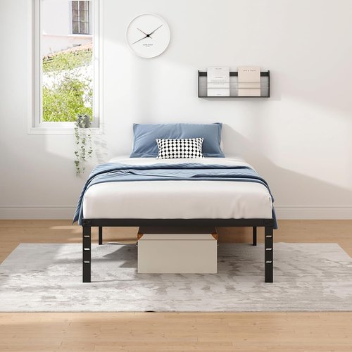 Jetonix Twin Metal Bed Frame - Heavy Duty Sturdy Design with Storage Space | Easy Assembly, Black, 16 Inch
