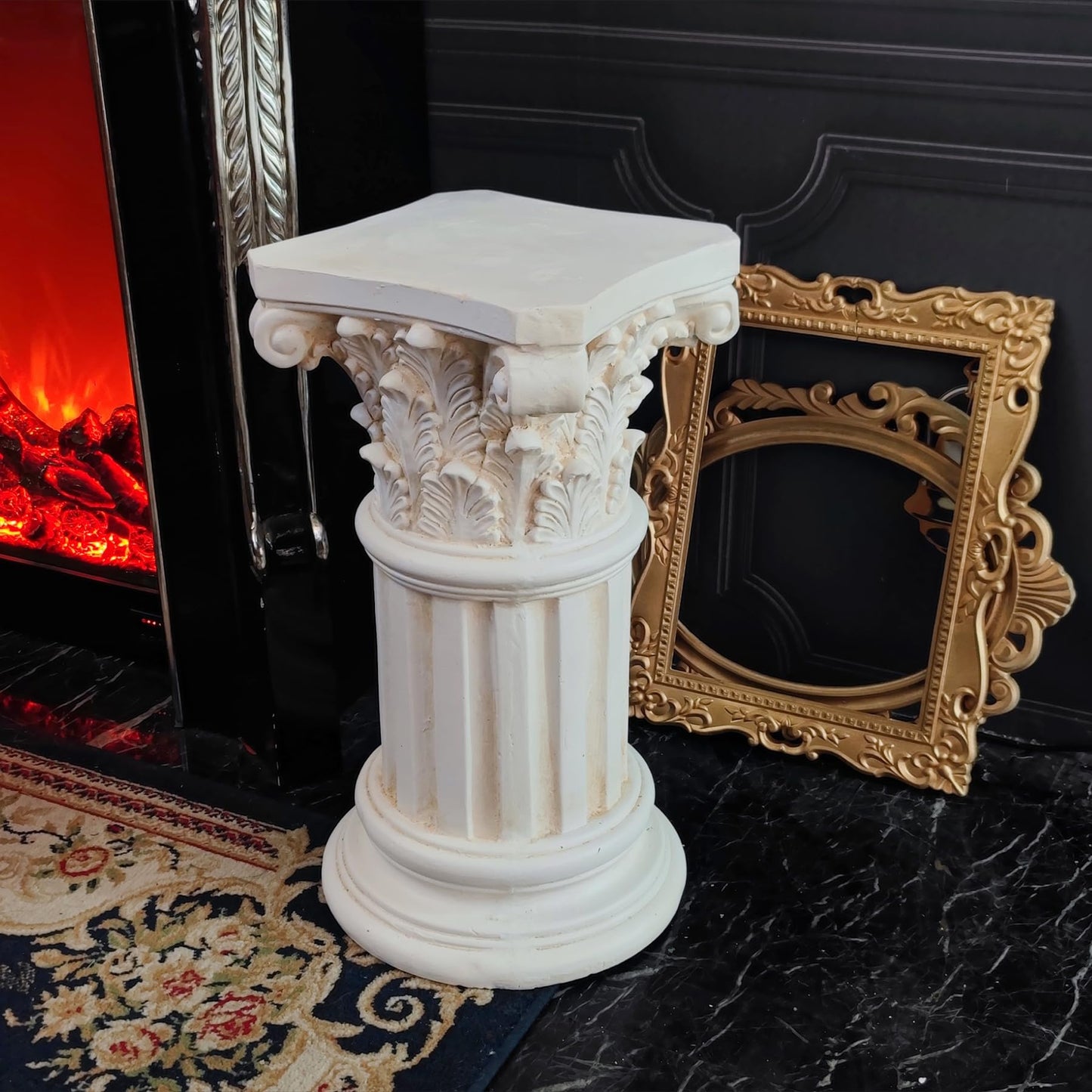 Exquisite Magnesium Oxide Corinthian Greek Column Pillar with Stand Base Pedestal for Indoor Outdoor Garden Backyard Courtyard Patio Office Decor23.9’’High,White