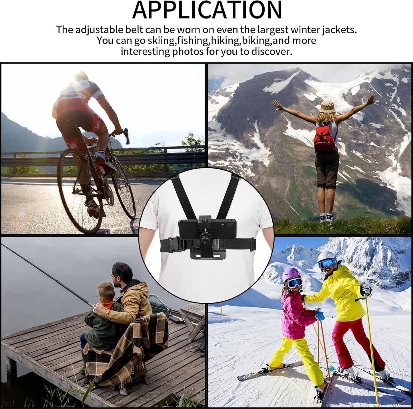 Fulushouxi 2018/7/6/5/4/3, Mobile Phone Chest Adjustable Strap Mount GoPro Chests, Cell Phone Clips Harness Holder