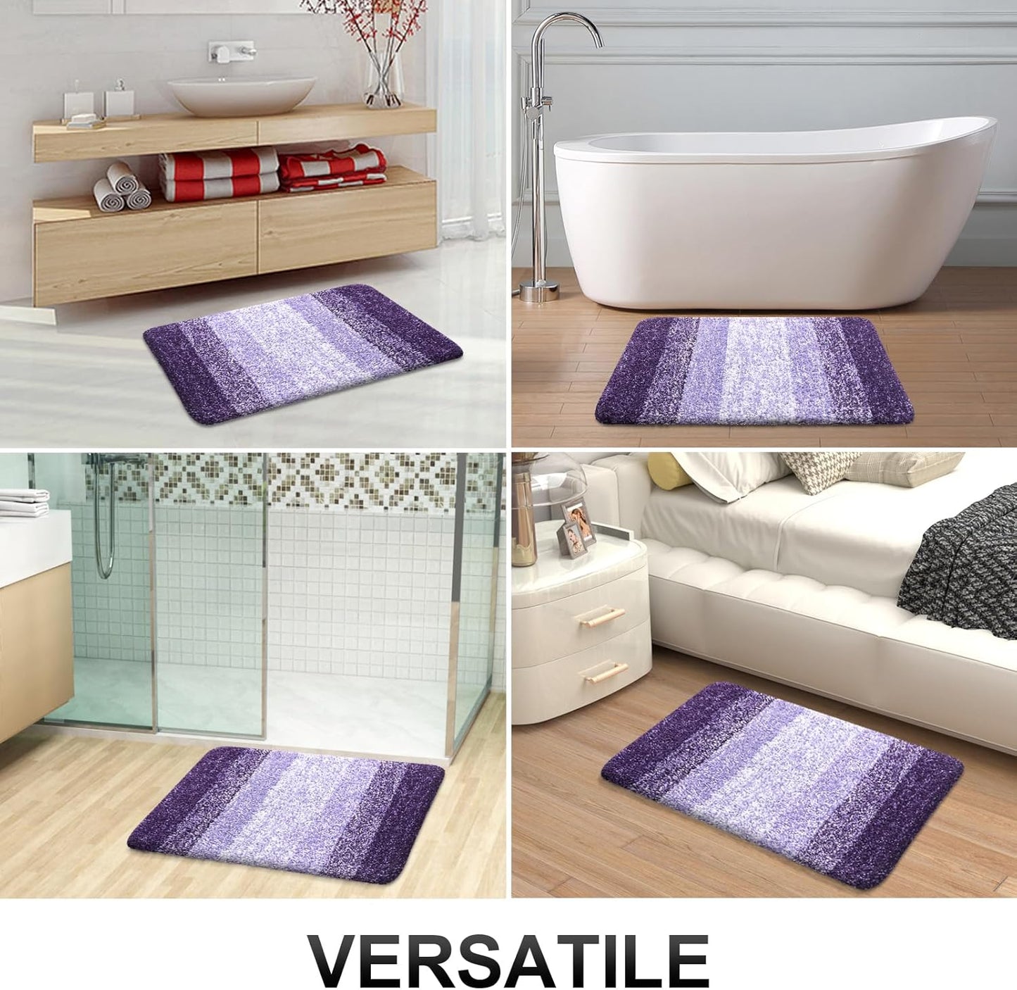 OLANLY Bathroom Rugs | Extra Soft Microfiber Bath Mat 34x21 - Quick Dry, Rubber Backing, Violet