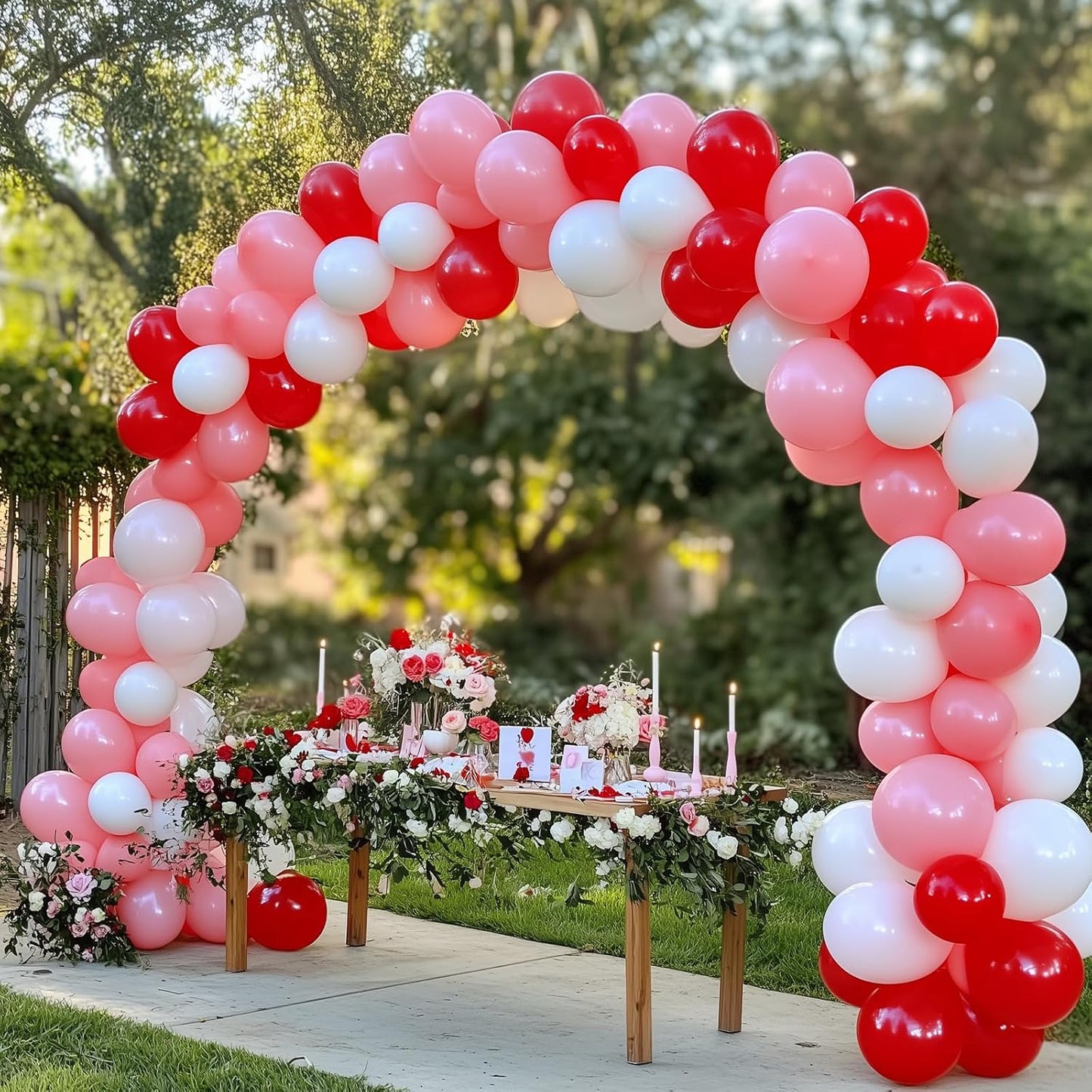 RUBFAC Red Balloons Set - 135 Pieces in Various Sizes for Garland & Arch | Perfect for Christmas & Birthday Decorations