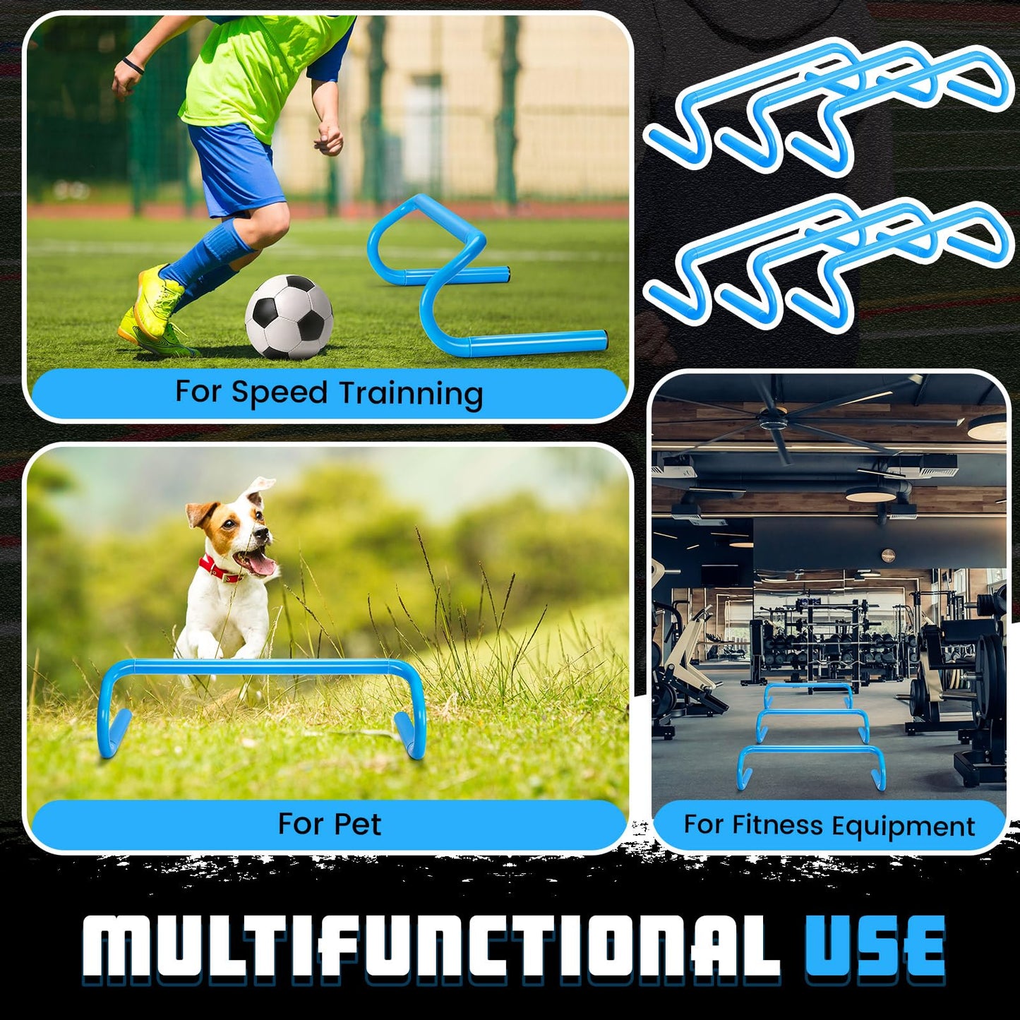 Wettarn 10 Pcs Speed Agility Training Hurdles Detachable Durable Hurdle Agility Plyometric and All Purpose Speed Training Equipment for Athletes Soccer Basketball(6 Inch,Blue)