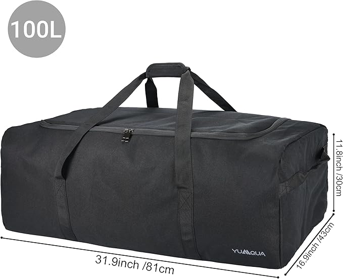Large Duffle Bag 100L, Travel Duffel Bag for Men, Water & Tear Resistant Travel Bag, Extra Large Moving Bags Women Weekender Bag Overnight for Sports Travel Essentials, Camping Gear Storage (Black)